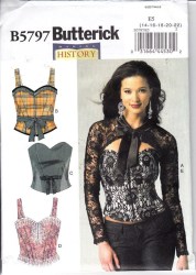 5797 Butterick SASSY BONED ZIP CORSET TOP, SASH, SHRUG PATTERN 6-14 Uncut